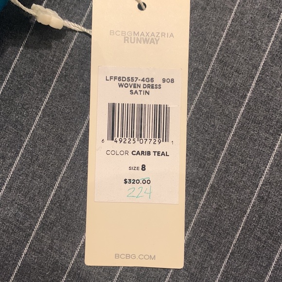 BCBG Maxazria Runway teal satin dress - Picture 6 of 6